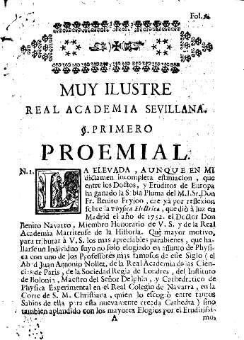 Muy ilustre Real Academia Sevillana. Primero Proemial