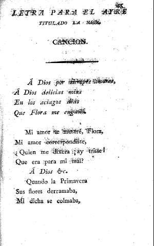 Letra para el ayre. Titulado de la Nise.