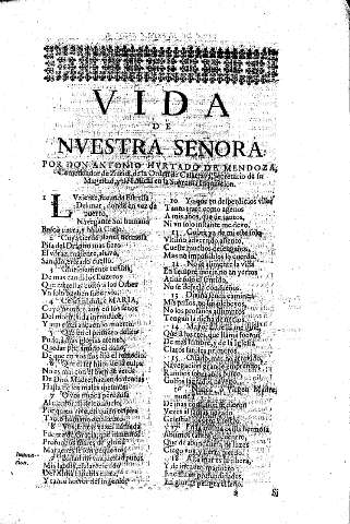 Vida de Nvestra Señora, por Don Antonio Hvrtado de Mendoza