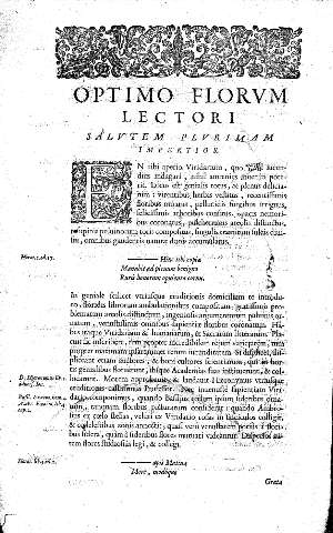 Optimo florvm lectori...