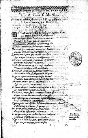 Lacrymae Prouinciae Lusitanae... - Elegia I