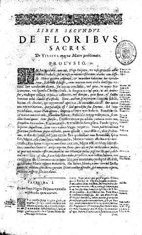 Liber Secvndvs. De Floribvs Sacris