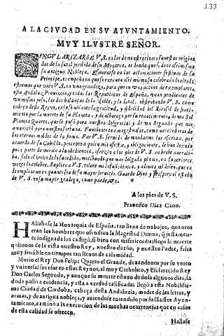 A la ciudad en su ayuntamiento. Muy Ilustre Señor