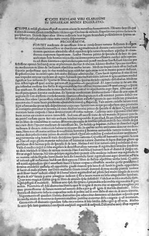 Cichi Esculani Viri clarissimi in Sphaeram... y Prohoemium