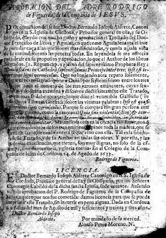 Aprobacion del Padre Rodrigo de Figueroa, de la Compañia de Iesus.