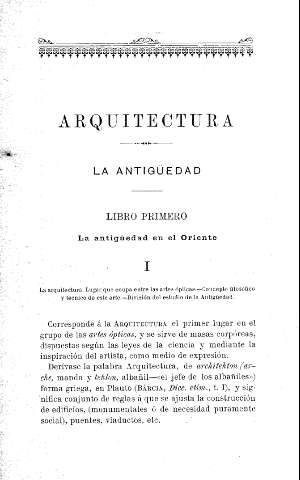 ARQUITECTURA. LIBRO PRIMERO. La antigüedad en el Oriente.