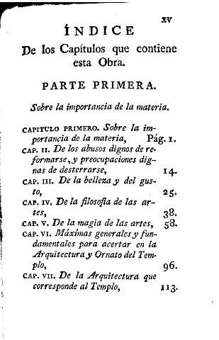 Índice de los capítulos que contiene esta obra