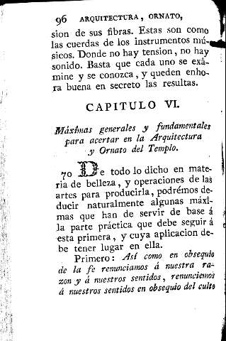 Capitulo VI. Máximas generales y fundamentales para acertar en la Arquitectura y Ornato del Templo