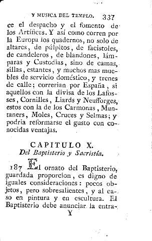 Capitulo X. Del Baptisterio y Sacristía
