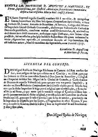 Censvra liz. Doctissimi D. Avgvstini A. Martinez, et Perea, sapientissime, per illustris ... Licencia del Consejo
