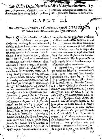 Caput III. De difinicionibus, et divissionibus libri ter II: et contra omnes Objectiones, fiue leges contraria