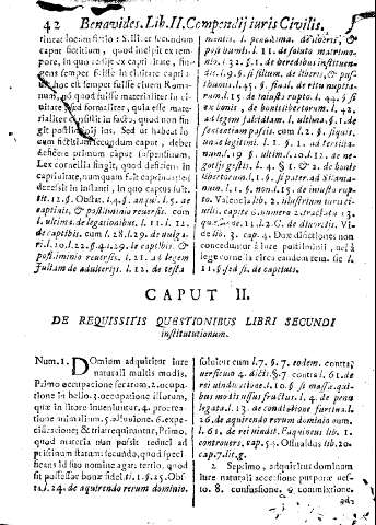 Caput II. De requissitis questionibus libri secundi institututionum