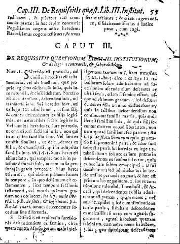 Caput. III. De requissitis questionum libri III. Institutionum. Et de legis es contrariis, et faborabilibus