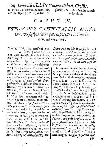 Caput IV. Vtrum per captivitatem amitatur, vel suspendatur patria potestas, et pertinens ad ius ciuile.