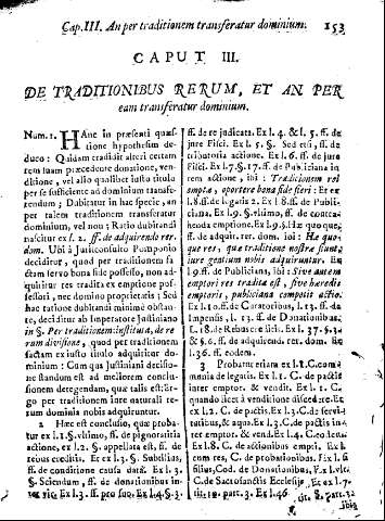 Caput III. De traditionibus rerum, et an per eam transferatur dominium 