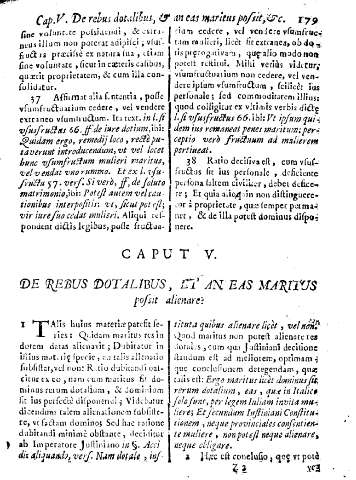Caput V. De rebus dotalibus, et an eas maritus possit alienare