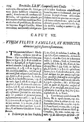 Caput VII. Vtrum filius familias, et subiectus alieno iuri possit facere testamentum