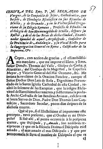 Censvra del Rmo. P. M. Bernanrdo de Vargas, de la Compañia de Jesus, Cathedratico, que ha sido, de Theologia Escolastica ...