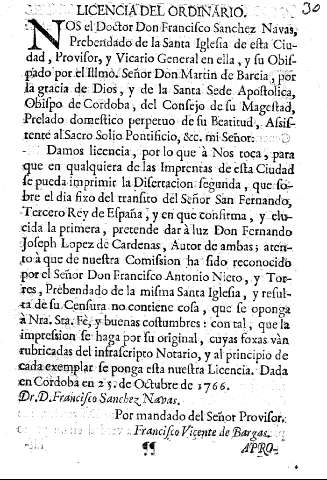 Licencia del ordinario.