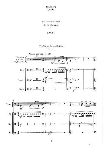 II- En el jardín. III. Danza de los ruidos