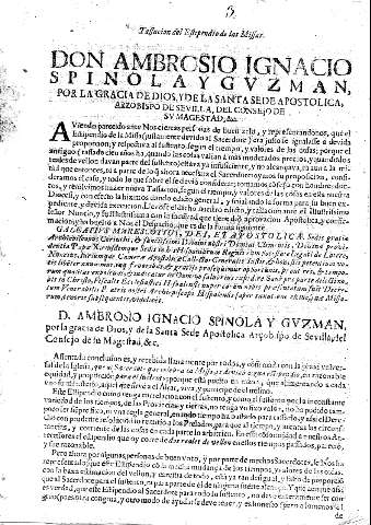 Tassacion del estipendio de las Mijjas. Don Ambrosio Ignacio Spinola y Guzman, por la gracia de Dios, y de la santa sede apostólica, ...