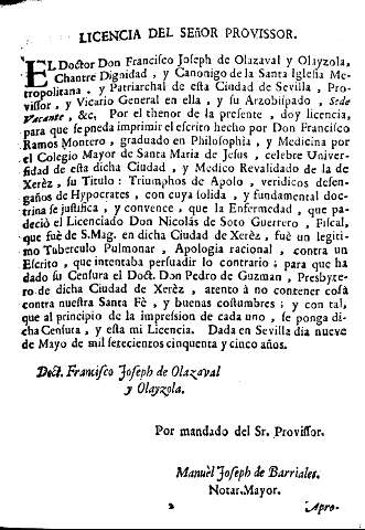 Licencia del señor provissor