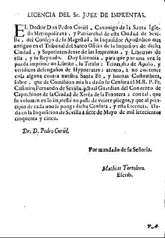 Licencia del Sr. Juez de imprentas