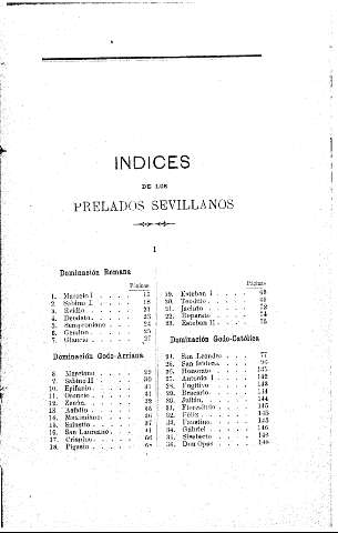 Indices de los prelados sevillanos.
