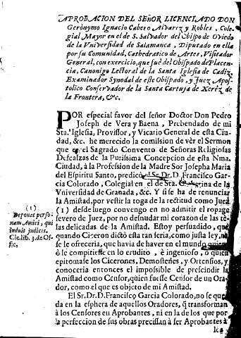 Aprobacion del señor licenciado Don Gerònymo Ignacio Cabero Alvarez y Robles, Colegial Mayor en el de S. Salvador del Obispo de Oviedo de la Vniversidad de Salamanca ...
