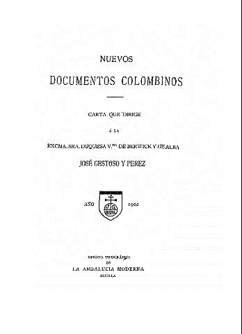 Nuevos documentos colombinos. Carta que dirige a la Excma. Sra.  Duquesa vda. de Berwick y de Alba