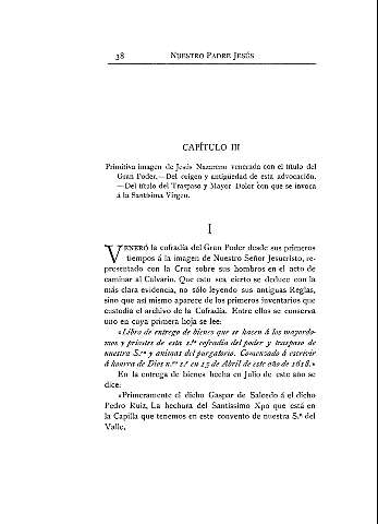Capítulo III. Primitiva imagen de Jesús Nazareno venerada con el título del Gran Poder...