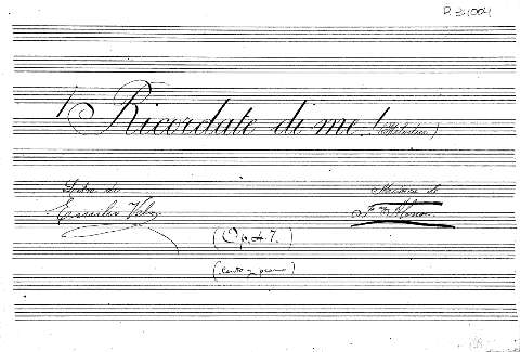 ¡Ricordate di me!. (Melodia) (op. 47) (canto y piano)