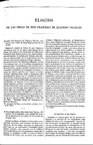 Elogios de las obras de Don Francisco de Quevedo Villegas