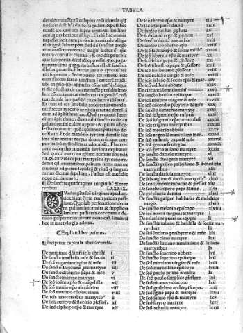 Liber Secundus y Tabula libri secundi