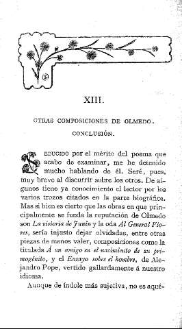 XIII. Otras composiciones de Olmedo. Conclusión.