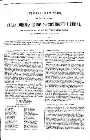 Catálogo razonado, por orden alfabético, de las comedias escogidas de Don Agustín Moreto y Cabaña
