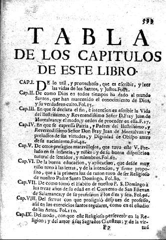 Tabla de los capitulos de este libro