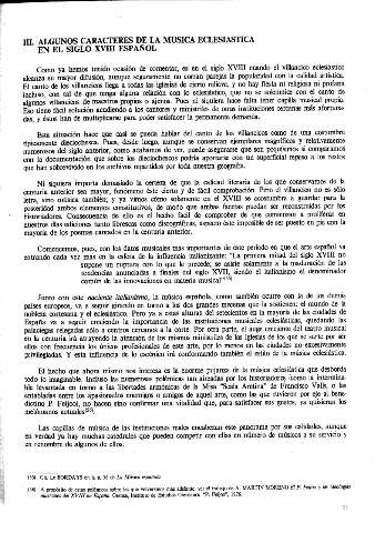 III. Algunos caracteres de la musica eclesiastica en el siglo XVIII español
