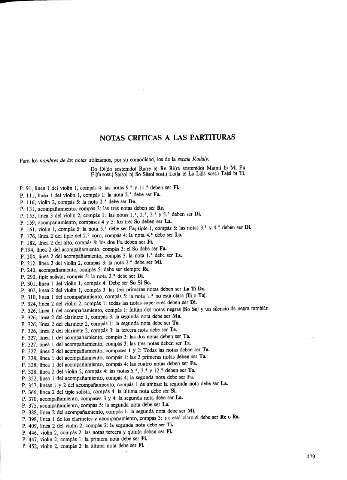 Notas criticas a las partituras