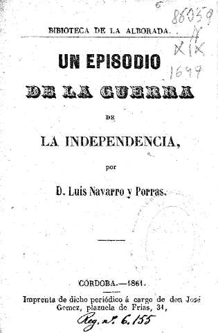 Un espisodio de la Guerra de la Independencia, por D. Luis Navarro y Porras