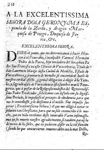 A la Excelentissima Señora Doña Geronyma Espinola de la Zerda, y Aragon Marquesa de Priego, Duquesa de Feria, etc.