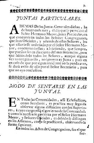 Juntas particulares. Modo de sentarse en las Juntas.