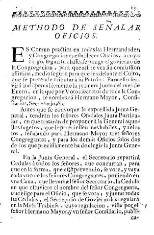 Methodo de señalar oficios.