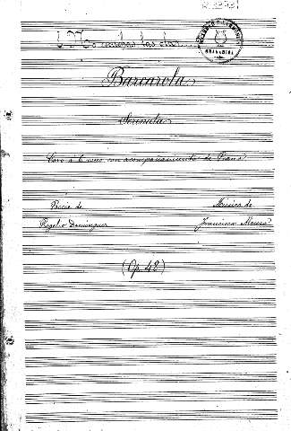 ¿No escuchas las olas ...? Baracolas. Serenatas. Coro a 6 voces con acompañamiento de Piano. Poesia de Rogelio Dominguez. Música de Francisco Alonso.