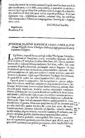 Jvdicivm Joannis Baptistae Verge