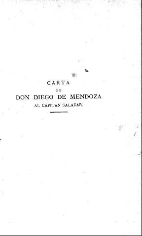 Carta de Don Diego de Mendoza al capitán Salazar