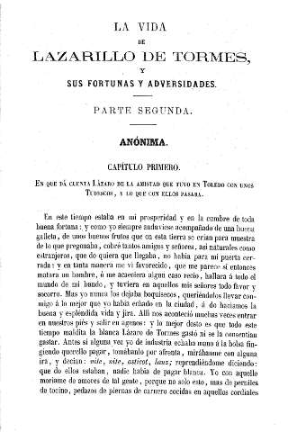 La vida de Lazarillo de Tormes, y sus fortunas y adversidades. Parte segunda.