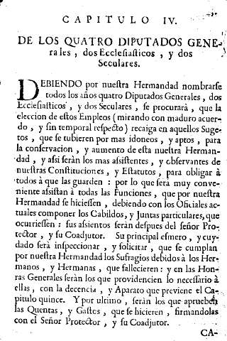 Capitulo IV. De los quatro diputados generales, dos Ecclesiasticos, y dos Seculares.