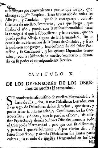 Capitulo X. De los defensores de los derechos de nuestra Hermandad.