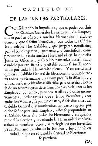 Capitulo XX. De las juntas particulares.